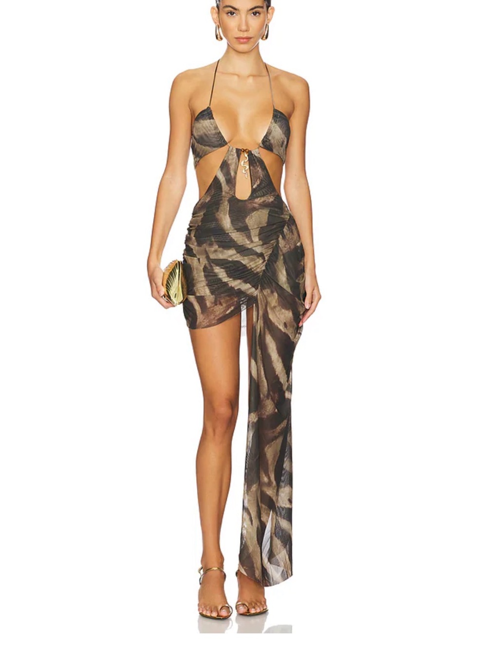 JADED LONDON Size 0, Plunge Mini Dress in Amry